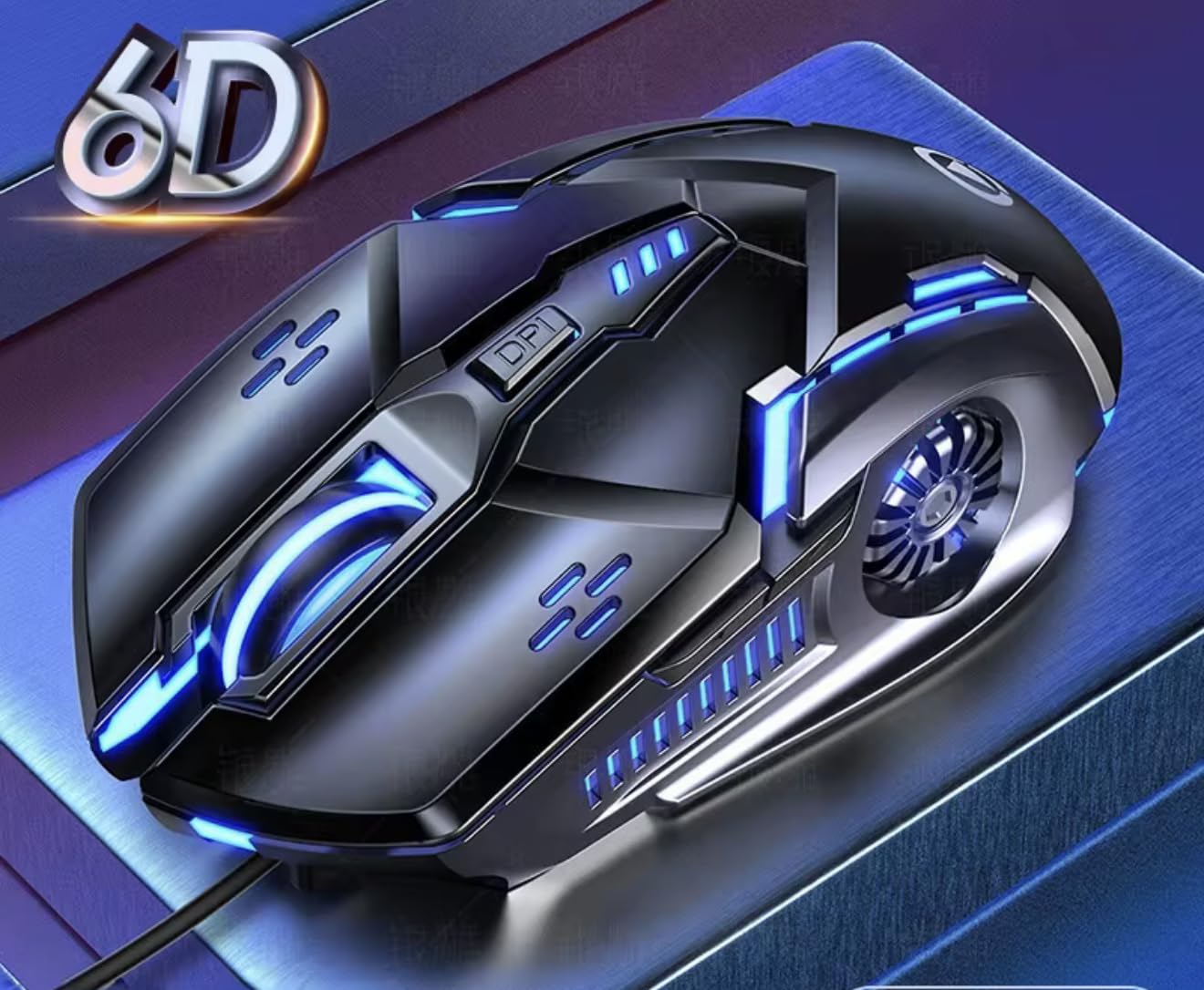 6 Button wired gaming mouse RGB colour changing light up with silent click buttons