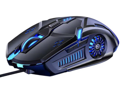 6 Button wired gaming mouse RGB colour changing light up with silent click buttons